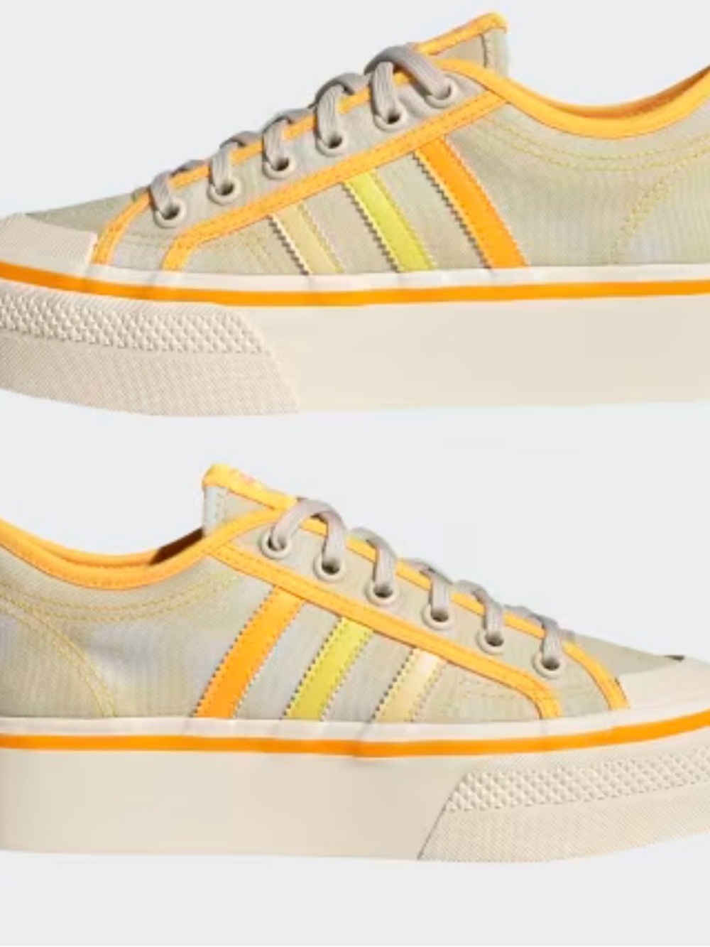 adidas Women’s Cream Canvas Low-Top Sneakers with Yellow & Orange Stripes